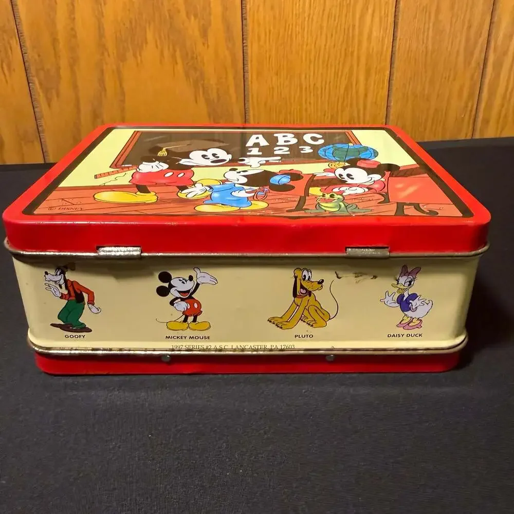 Vintage 1997 Disney Mickey Mouse School Days Metal Lunch Box Series #2